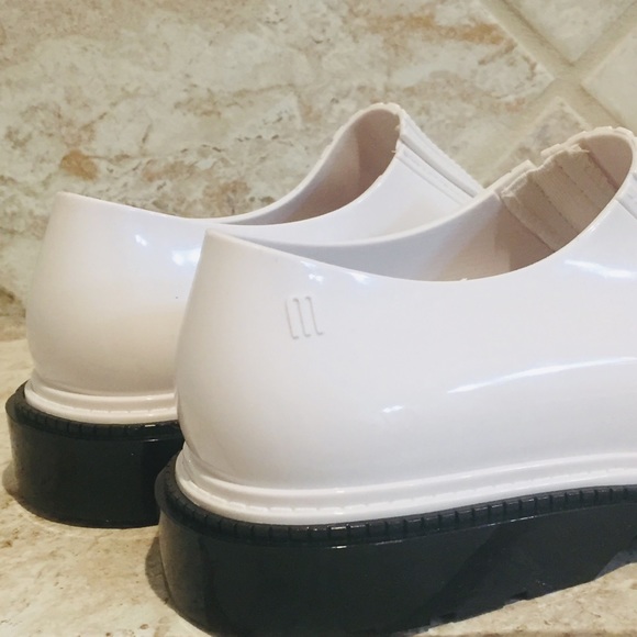 NEW Melissa White Patent Rubber Slip On Loafers 7M - Picture 5 of 12
